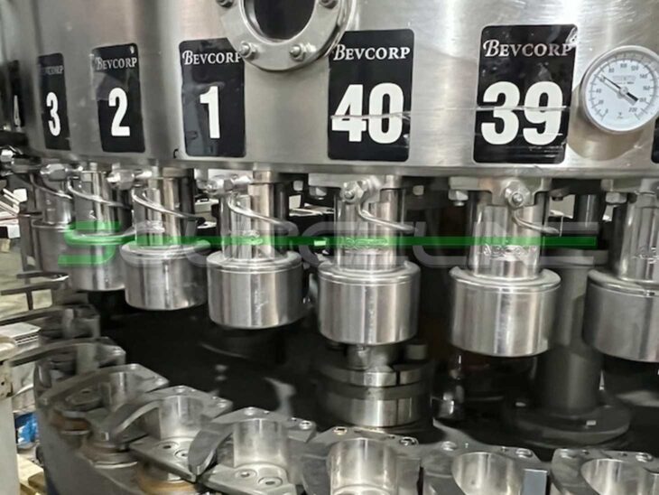 Used Bevcorp Crown 40 Valve Can Filler with Angelus 61H Seamer full