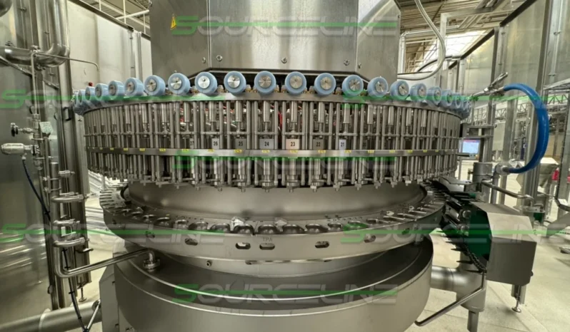 Used 2022 Krones high speed can filling line for beverage production, complete system with filler, seamer, and integrated components